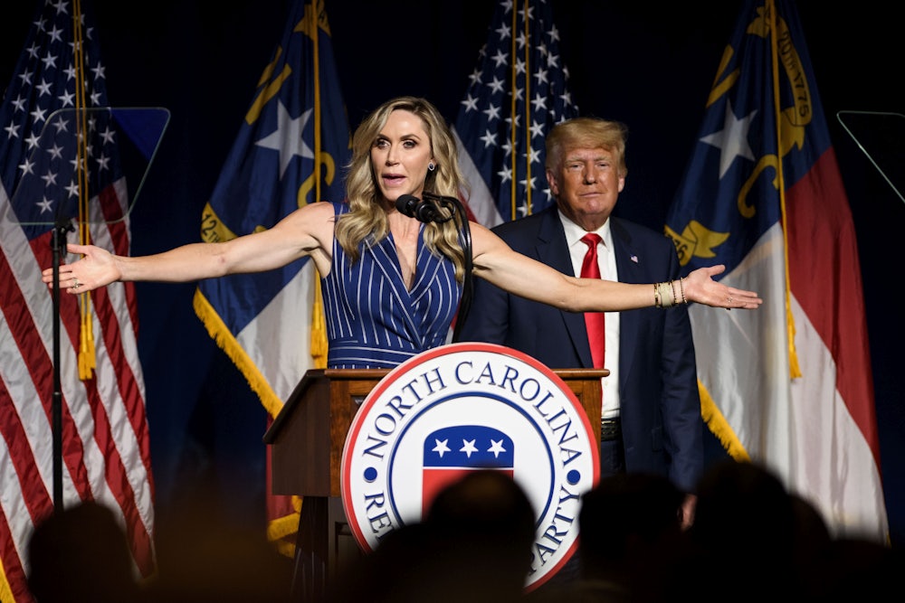 Lara Trump at the North Carolina GOP state convention with Donald Trump