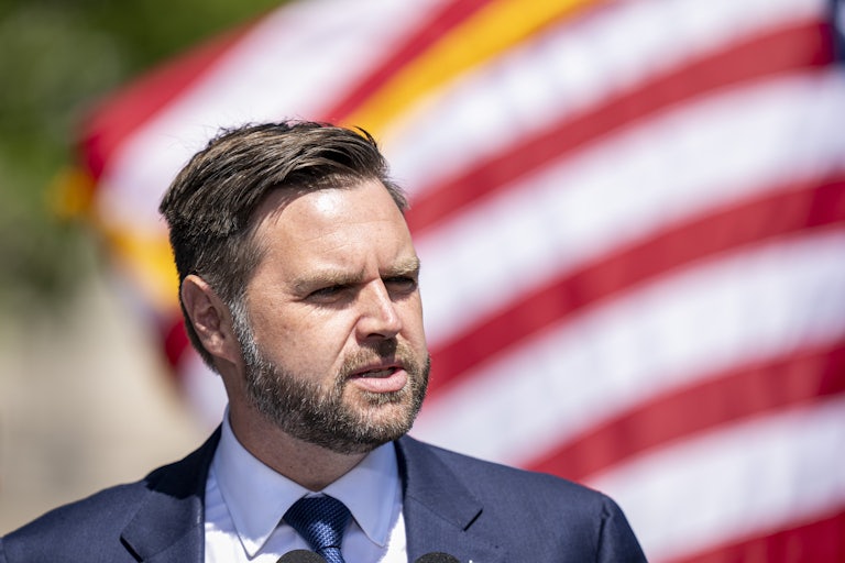 J.D. Vance speaks during a Donald Trump campaign event
