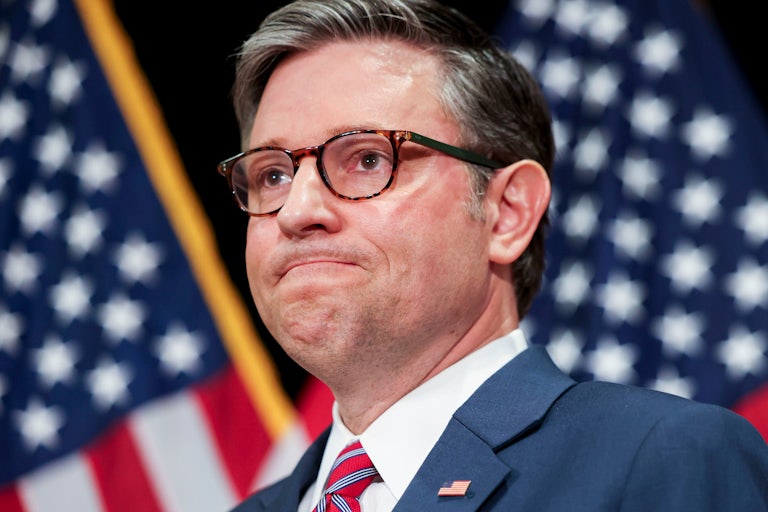 Mike Johnson frowns