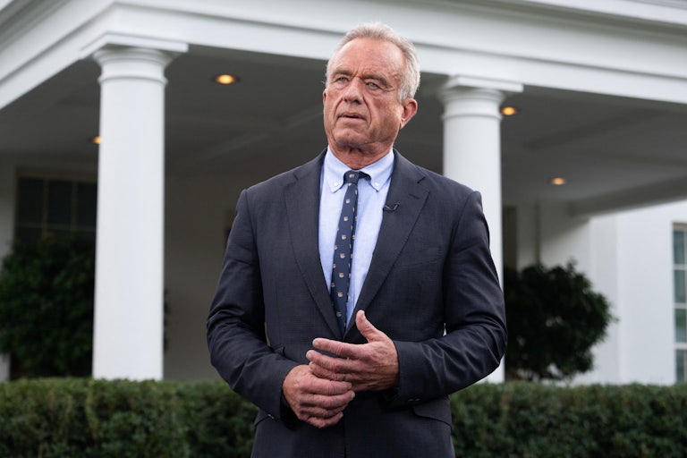 HHS Secretary Robert F. Kenhnedy Jr. stands outside the White House.