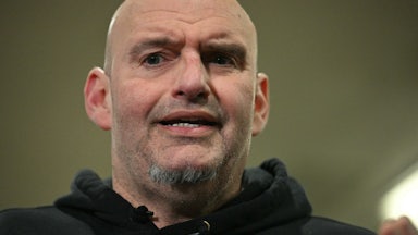 Senator John Fetterman speaks to reporters