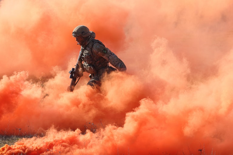 NATO soldiers participate in military drills in Poland.