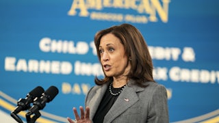Vice President Kamala Harris delivers remarks on the Child Tax Credit  in Washington, D.C.