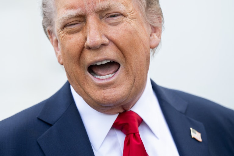 Donald Trump speaks outside the White House