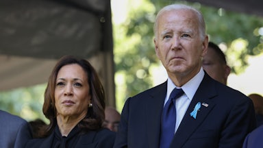 Kamala Harris and Joe Biden join family and friends at Ground Zero honoring the lives of those lost on the 23rd anniversary of the terror attacks of September 11, 2001.