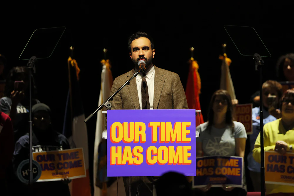 Zohran Mamdani at a rally