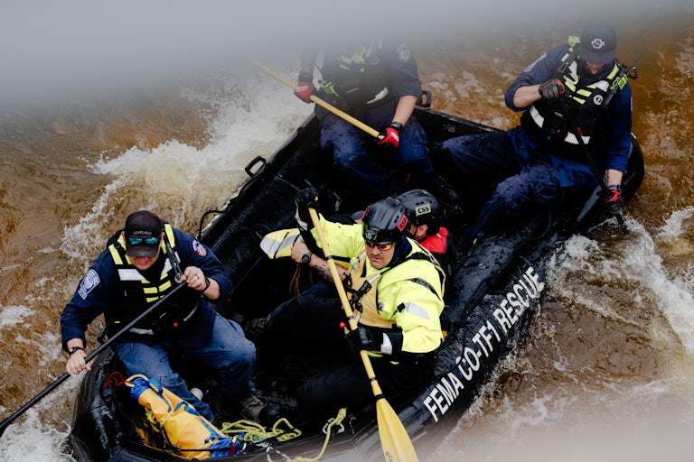 The FEMA Colorado Task Force 1 searches for flooding victims in Texas in July.