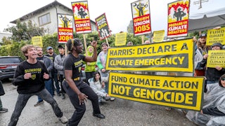 Sunrise Movement members protest near Vice President Kamala Harris’s home