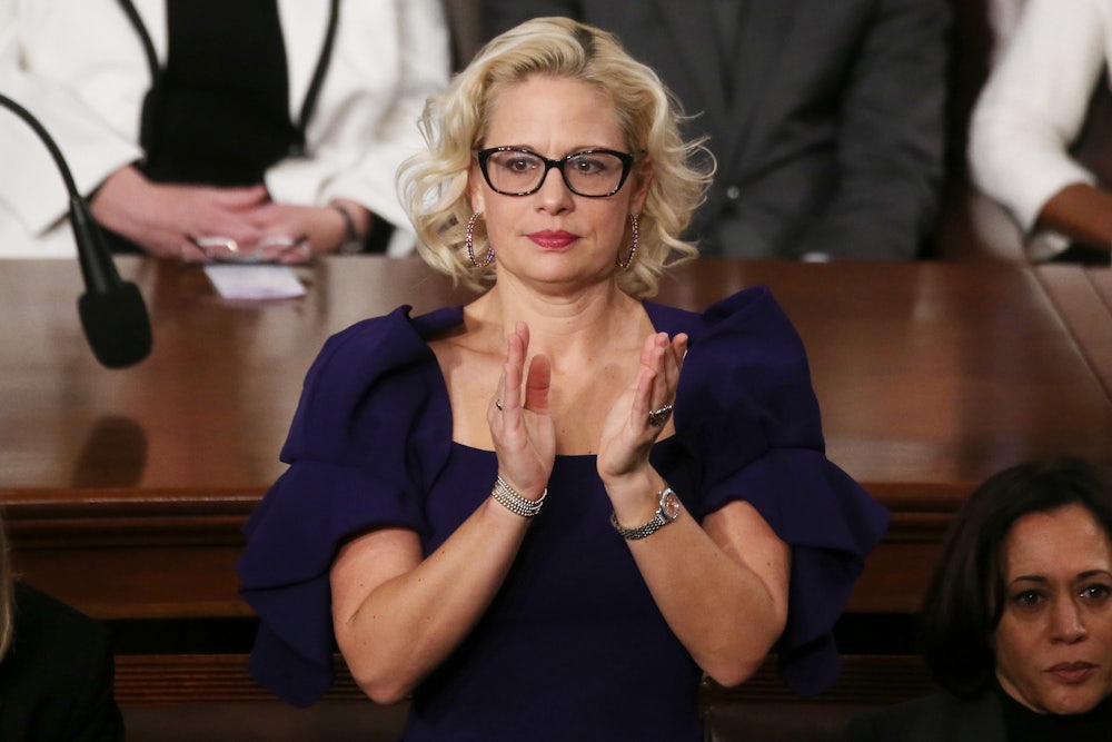 A close-up of Kyrsten Sinema