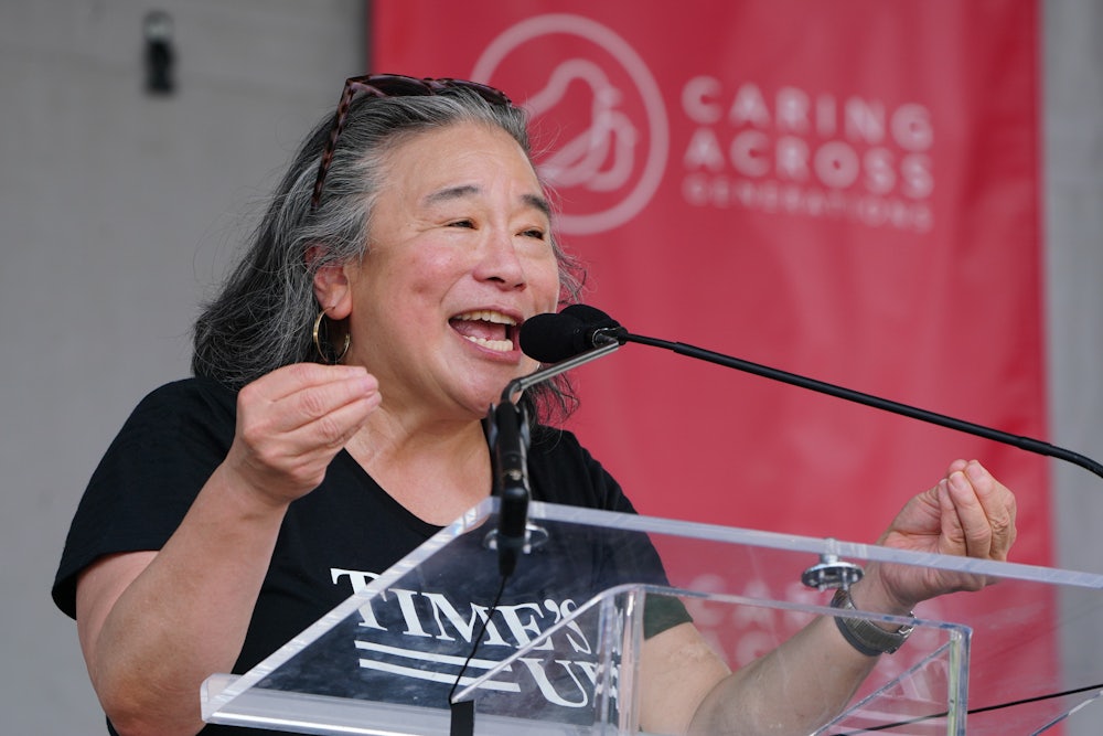 Time's Up CEO Tina Tchen speaks at a conference.