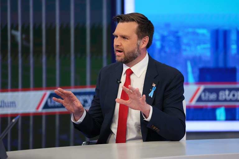 J.D. Vance speaks in the Fox News newsroom