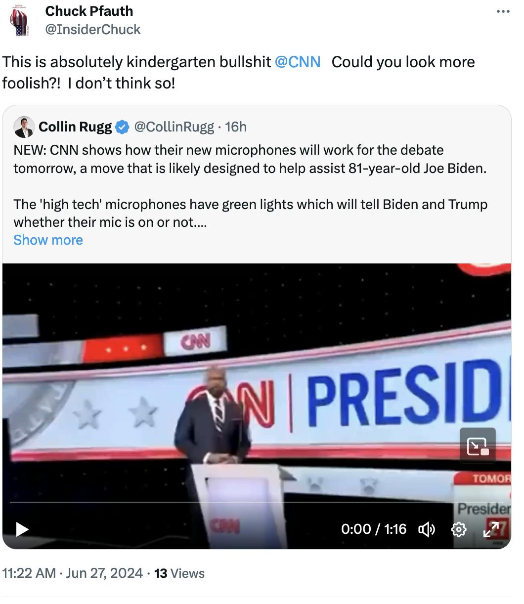 Twitter Screenshot Chuck Pfauth @InsiderChuck: This is absolutely kindergarten bullshit @CNN Could you look more foolish?! I don’t think so!
