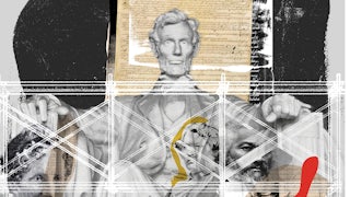 Seated with Abraham Lincoln—indicating their importance to shaping the Constitution—are senator/abolitionist Charles Sumner, Frederick Douglass, George Washington, Elizabeth Cady Stanton, Ponca Chief Standing Bear, Harriet Beecher Stowe, and abolitionist William Lloyd Garrison