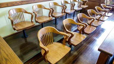 A jury box with twelve chairs