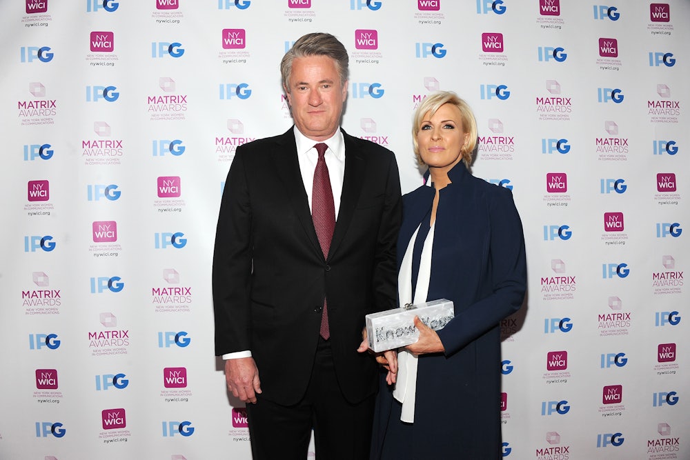 TV co-host Joe Scarborough and news presenter Mika Brzezinski attend 2018 Matrix Awards at Sheraton New York Times Square in New York City.