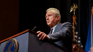 Secretary of Health and Human Services Robert F. Kennedy Jr. at a podium