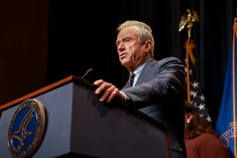 Secretary of Health and Human Services Robert F. Kennedy Jr. at a podium