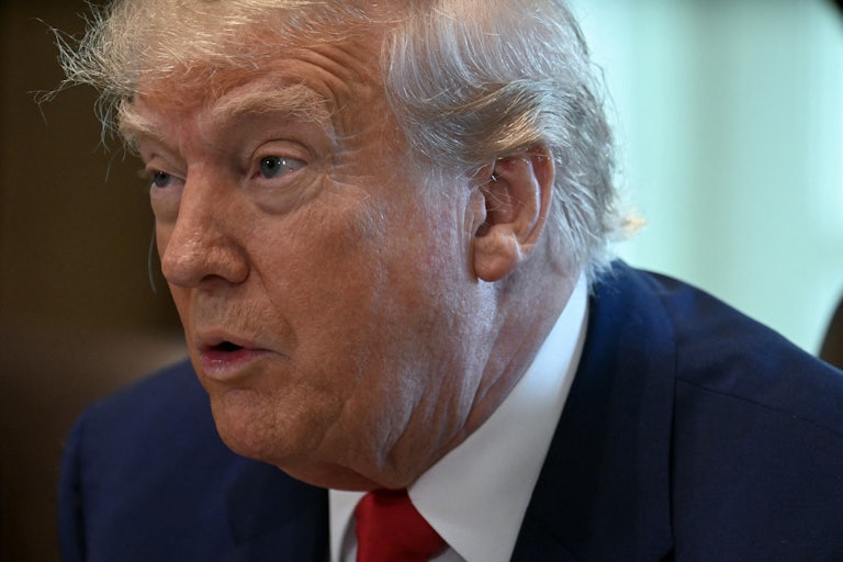 Donald Trump speaks during a Cabinet meeting