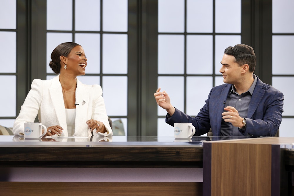 Candace Owens and Ben Shapiro during a live taping in 2021