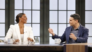 Candace Owens and Ben Shapiro during a live taping in 2021