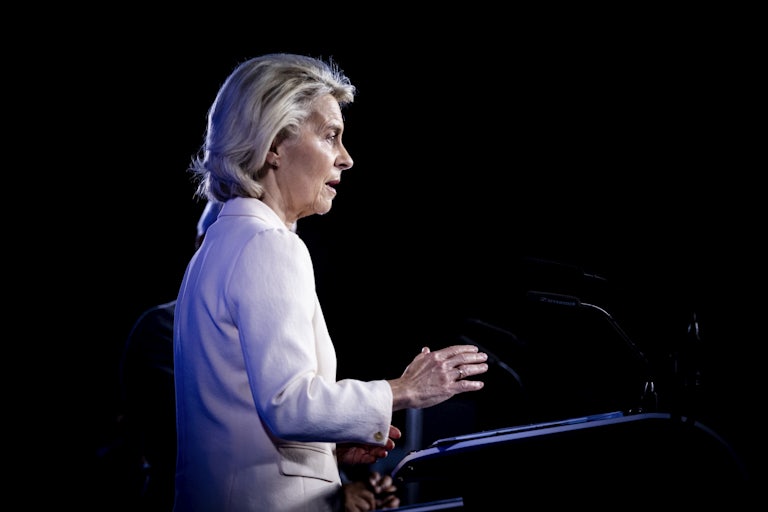 President of the European Commission Ursula von der Leyen holds a press conference
