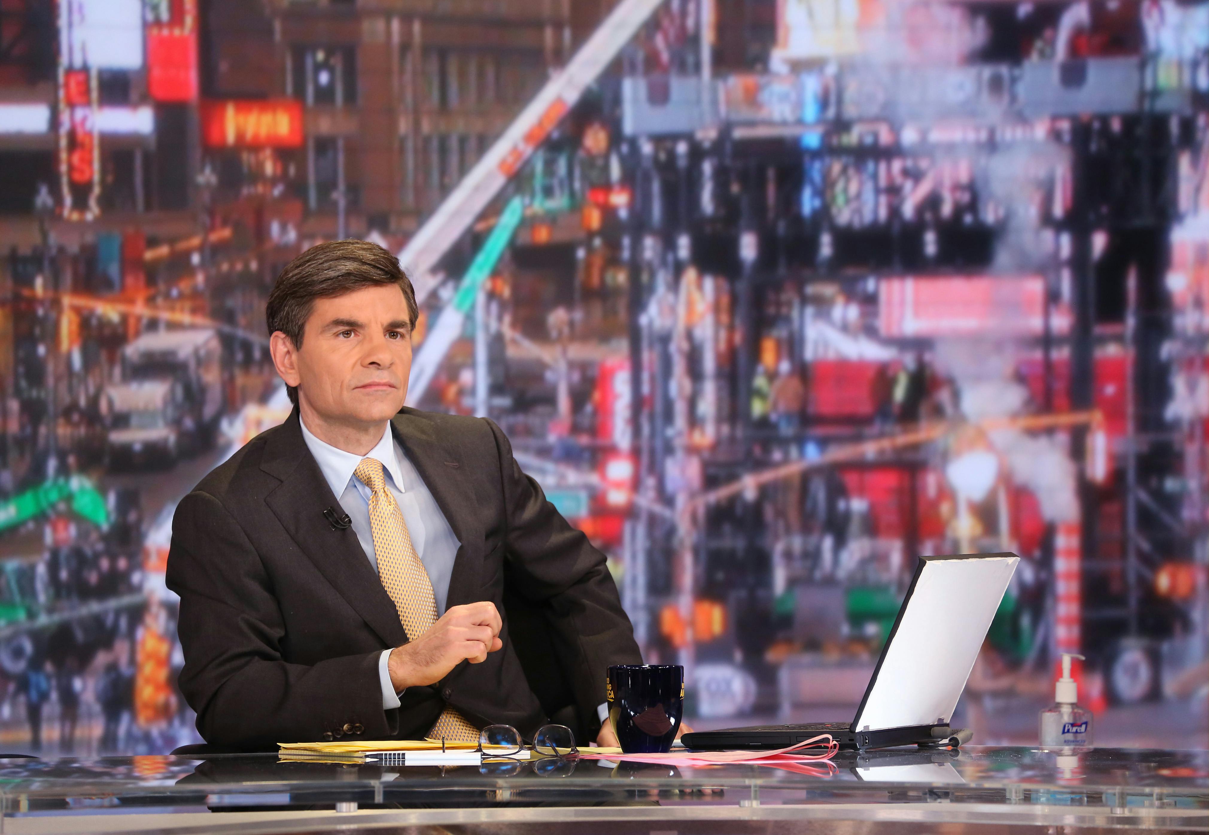 George Stephanopoulos at the “Good Morning America” studios on January 20, 2014, in New York City