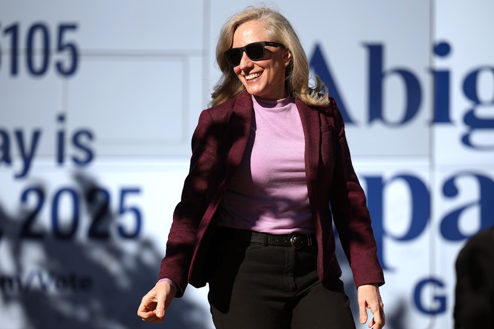 Democratic gubernatorial candidate Abigail Spanberger arrives for her campaign rally at Ashland Town Hall Pavilion on October 31 in Ashland, Virginia.