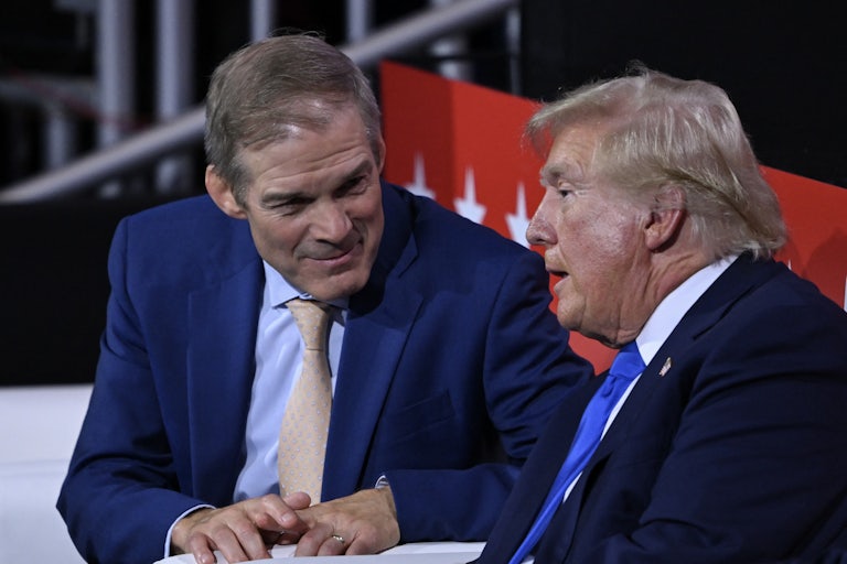 Jim Jordan speaks with Donald Trump at the Republican National Convention