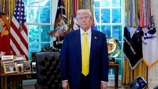 Donald Trump in the Oval Office of the White House.