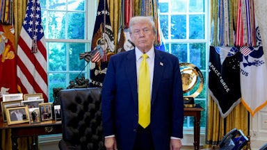 Donald Trump in the Oval Office of the White House.