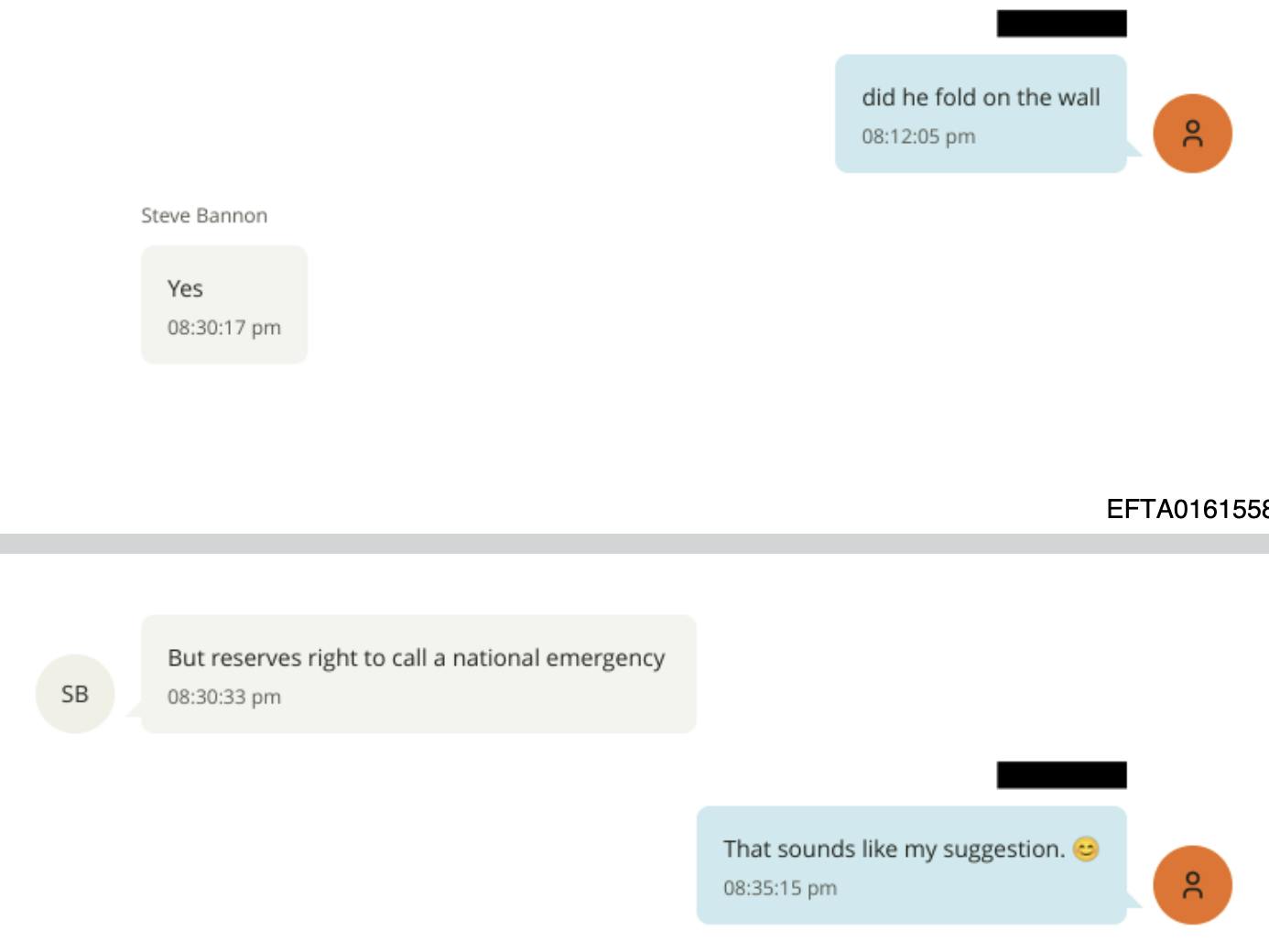 screenshot of text exchange