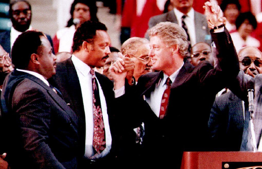Bill Clinton and Rev. Jesse Jackson in 1992