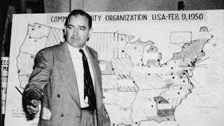 Joseph McCarthy testifying in the Army-McCarthy hearings in Washington, D.C., June 9, 1954