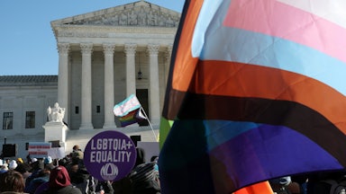 Transgender rights supporters and opponent rally outside of the U.S. Supreme Court.