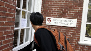 The admissions building at Harvard University