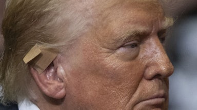 Close-up of Donald Trump in profile