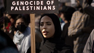 Protesters near the 2024 Democratic National Convention in Chicago