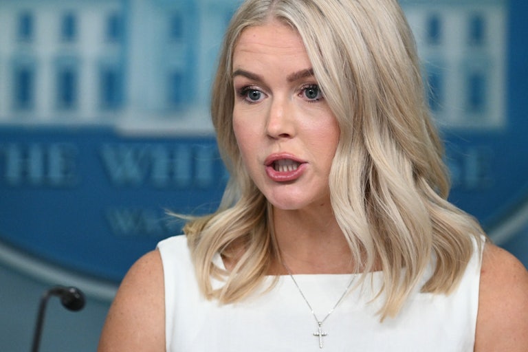 Press secretary Karoline Leavitt speaks to reporters in the White House briefing room
