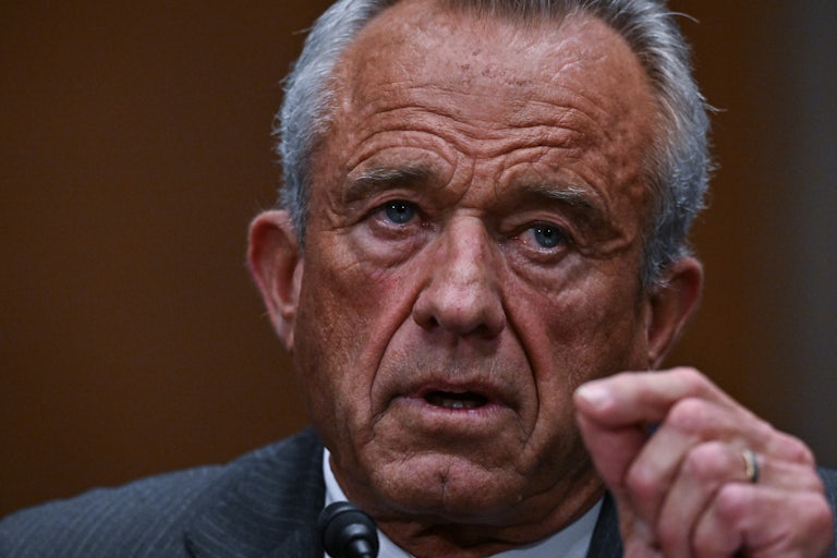 Robert F. Kennedy Jr. gestures while speaking during his Senate confirmation hearing