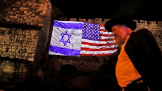 An American flag and Israel flag