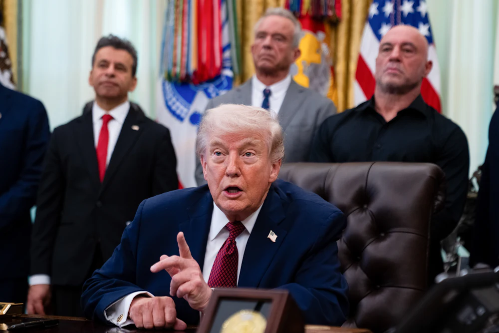 Trump at an Oval Office meeting