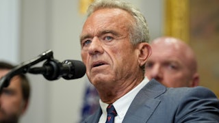Robert F. Kennedy Jr. speaks during an executive order signing ceremony in the Roosevelt Room of the White House on July 31.
