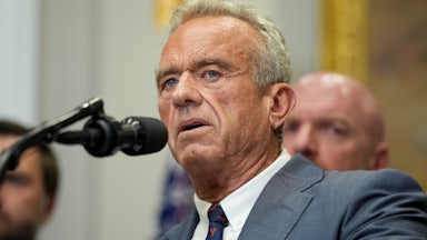 Robert F. Kennedy Jr. speaks during an executive order signing ceremony in the Roosevelt Room of the White House on July 31.