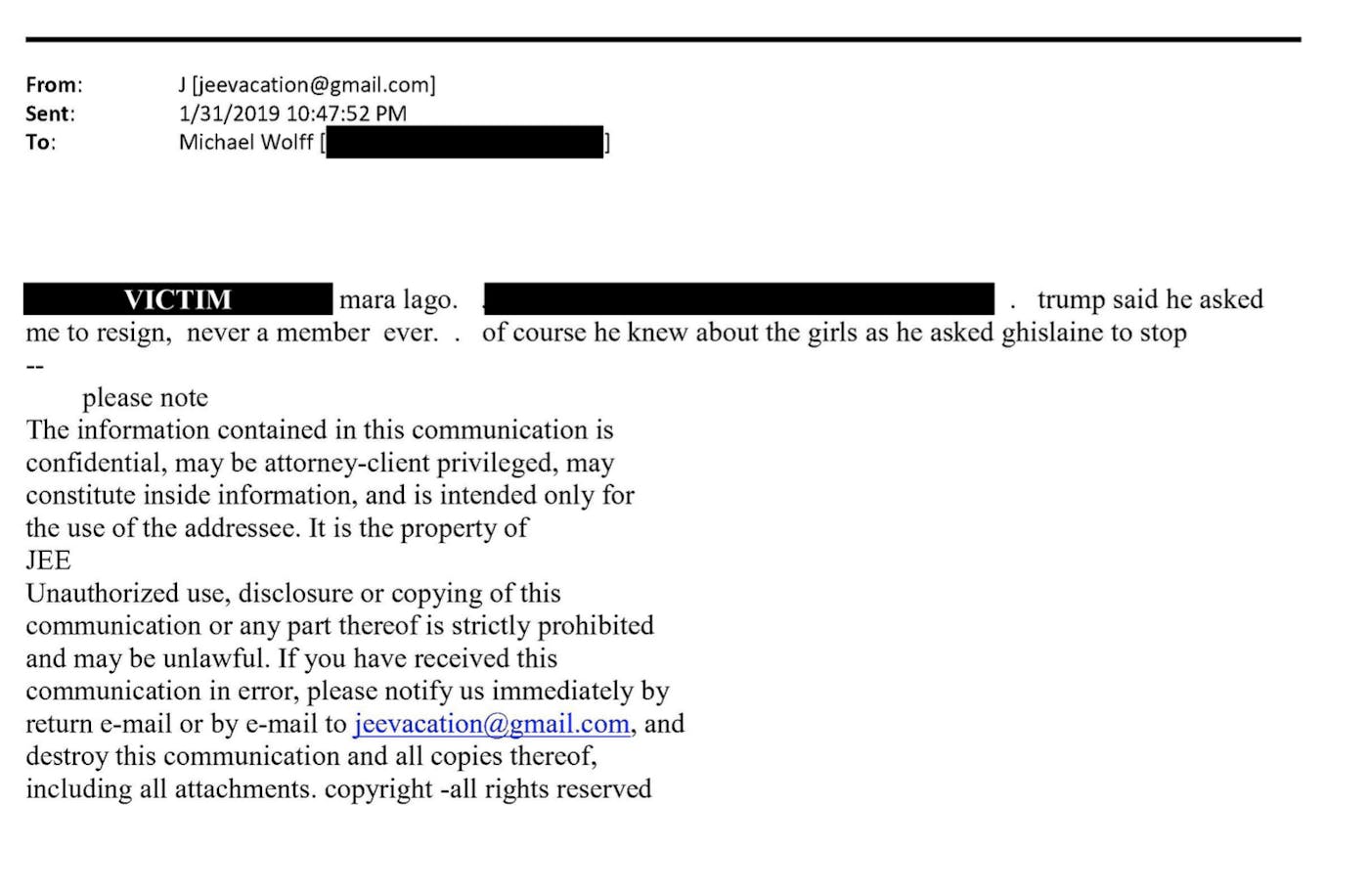 Epstein email screenshot