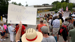 People protest against ICE in Scarborough, Maine
