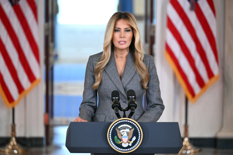 Melania Trump speaks in the White House