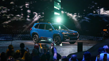 On April 1, visitors snapped pictures of the 2027 Subaru Forester Wilderness Hybrid SUV at the International Auto Show in New York