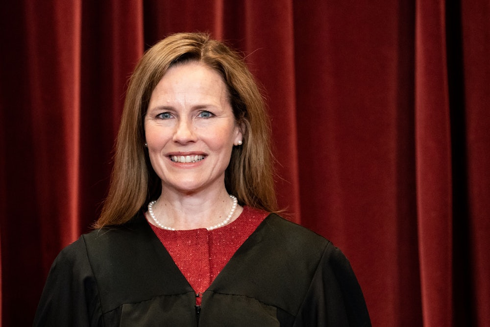 A close-up of Supreme Court Justice Amy Coney Barrett
