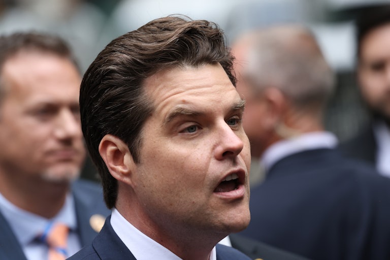 Matt Gaetz looks shocked with his mouth wide open
