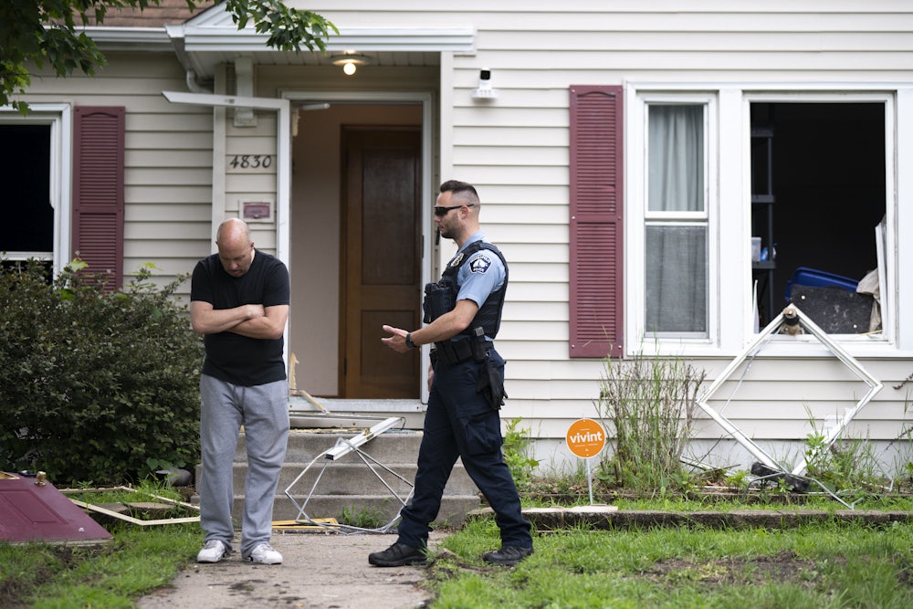 Vance Boelter’s roommate spoke with a Minneapolis police officer outside his home on June 14, 2025 in Minneapolis, Minnesota.